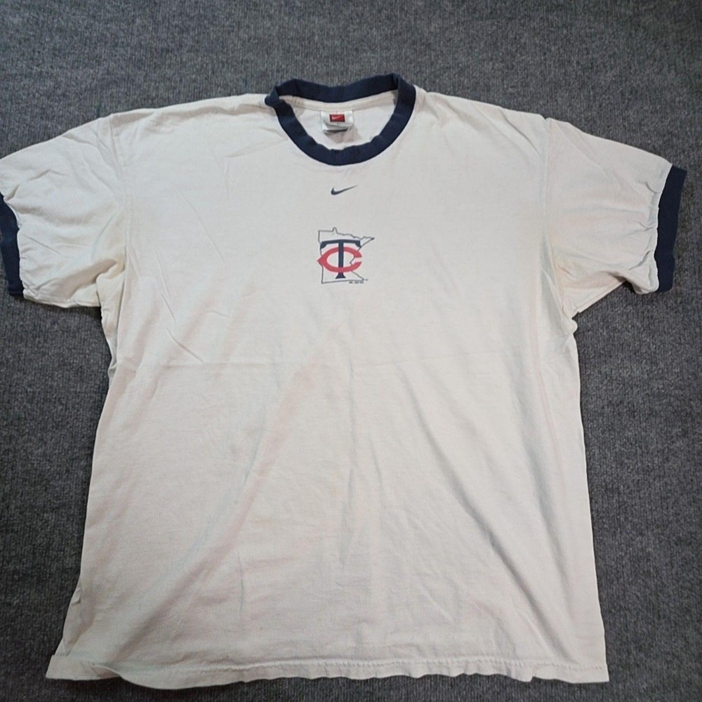 Minnesota Twins Shirt Mens XL White MLB Baseball Nike Ringer Graphic Tee